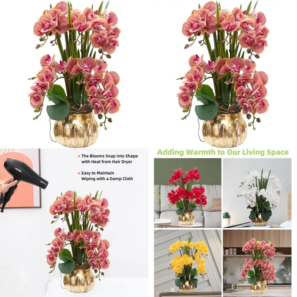 

Реалистичная композиция из искусственных орхидей в керамической вазе, высота 22,9 дюйма, подходит для домашнего и интерьерного декора