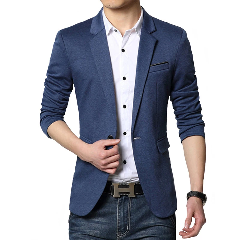 BROWON Jesienna marynarka męska Slim Fit Casual Suit Jacket Sold Color One Button Korean Style Business Wedding Party Blazer