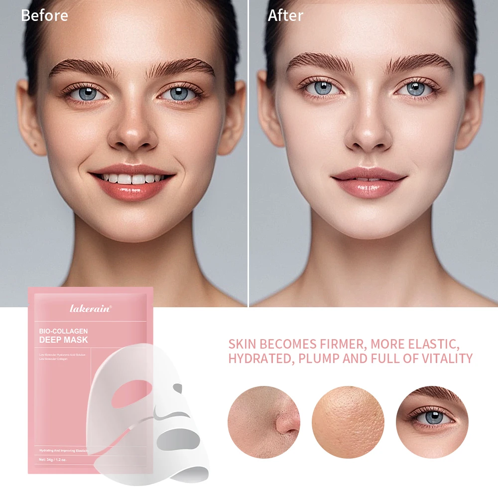 Bio-Collagen Real Deep Mask Pore Minimizing Firming Hydrating Overnight Hydrogel Mask Brighten Skin Supplement Collagen Skincare