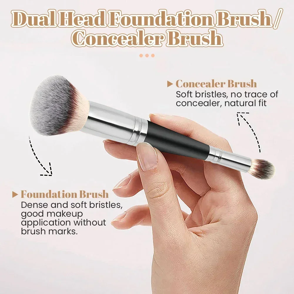 

2 in 1 Double head Foundation Makeup brush Shadow Blush Soft Brush Beginner makeup brush set, beauty tools