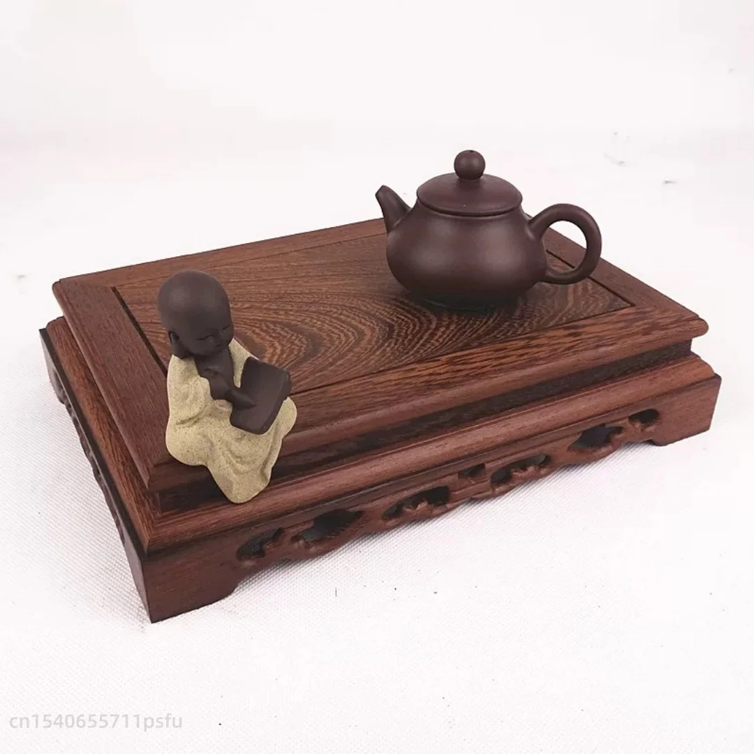 Figurines Vase Flower Pot Wooden Rectangular Sorting Table Tea Sets Pedestal Buddha Statue Miniature Display Stand Bonsai Base