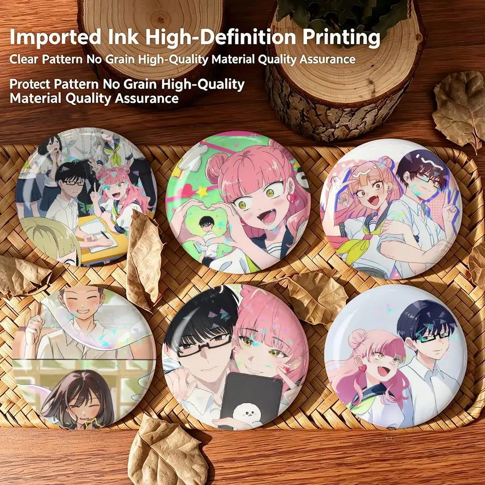 You and I Anime S-Suzuki T-Tani  Custom Tinplate Round Button Badge Pins Brooches