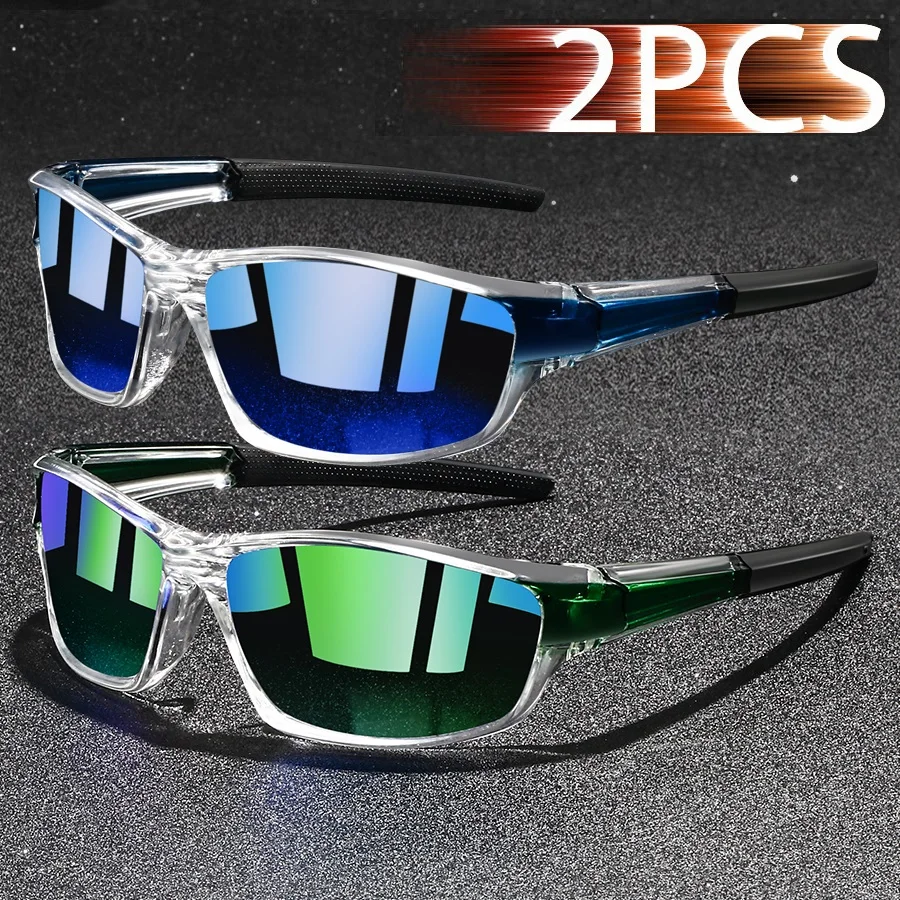 

2 PiecesFashion Vintage Sports Sunglasses Men Women Fishing Running Cycling Mountaineering Sport Man Sun Glasses UV400 Eyewear ﻿