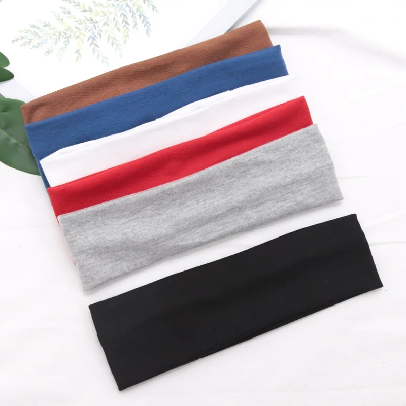 Cotton Solid Color Sports Headbands Gym Running Yoga Sweat Hair Bands High Elastic Makeup Women Tennis Hairband Hair Accessories