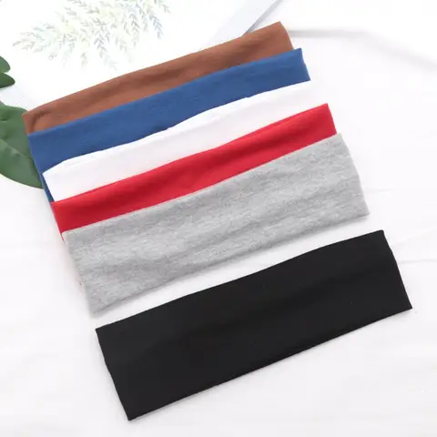 Algodão cor sólida esportes headbands ginásio correndo yoga suor faixas de cabelo alta elástica maquiagem feminino tênis hairband acessórios para o cabelo
