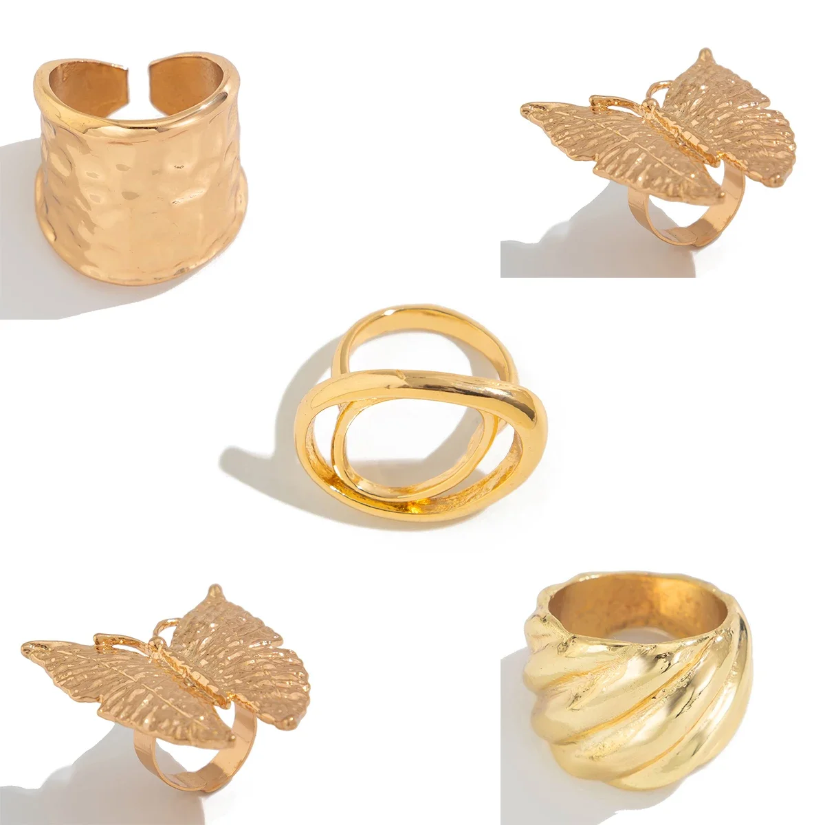 Ingemark 5 أنماط الإبداعية بوهو المعادن فراشة الزهور الدائري للنساء بيان الموضة 2025 قابل للتعديل البنصر Wed مجوهرات #5