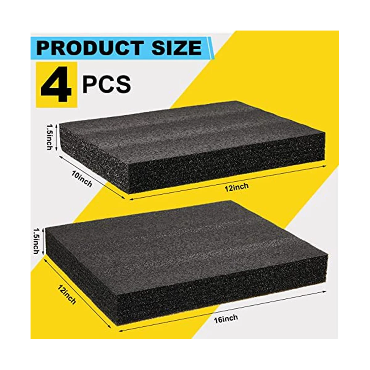 4 Pcs Customizable Polyethylene Foam Packing Foam Inserts for Cases Tool Foam Black Foam Sheet for Packaging and Crafts