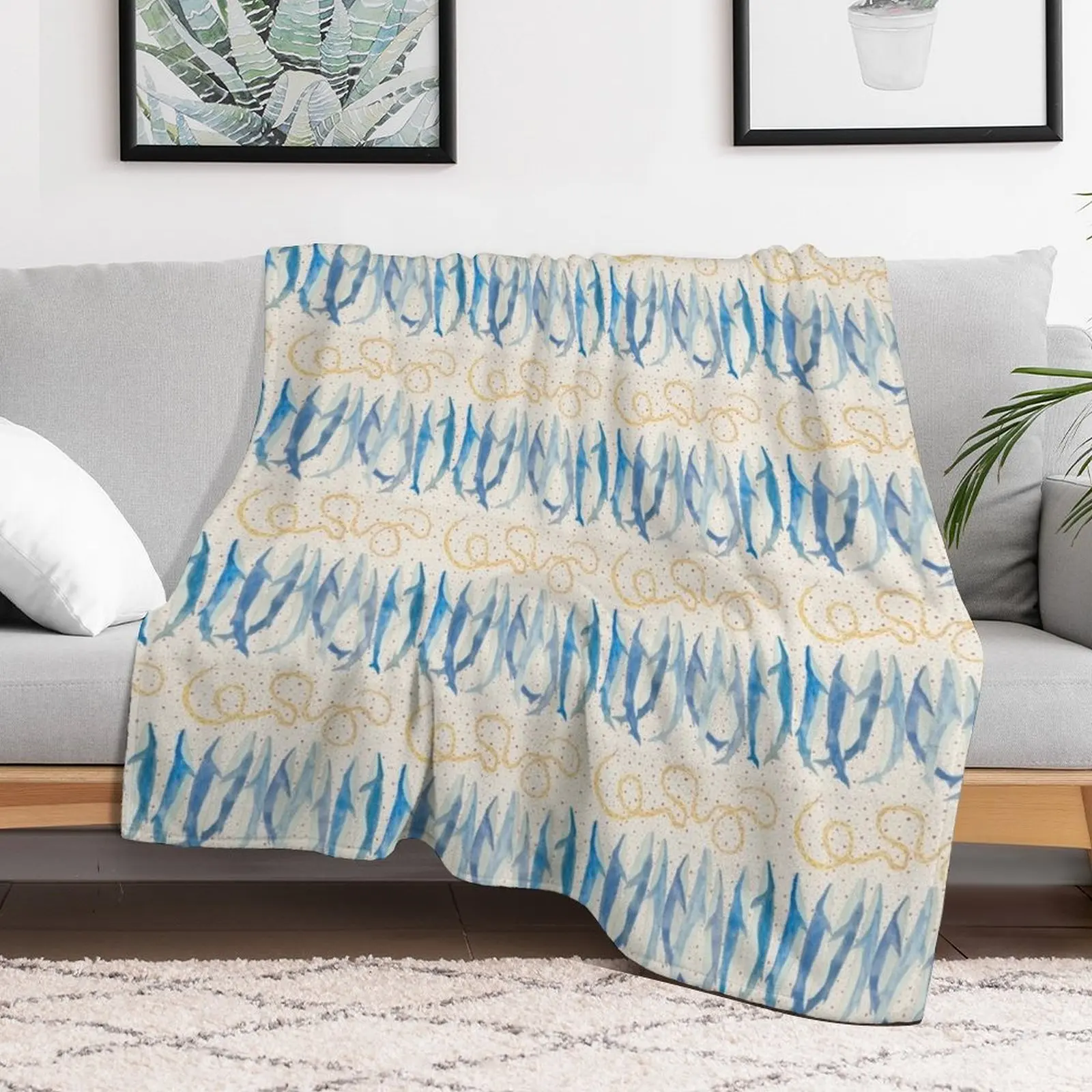 Fin Whales Praying Throw Blanket