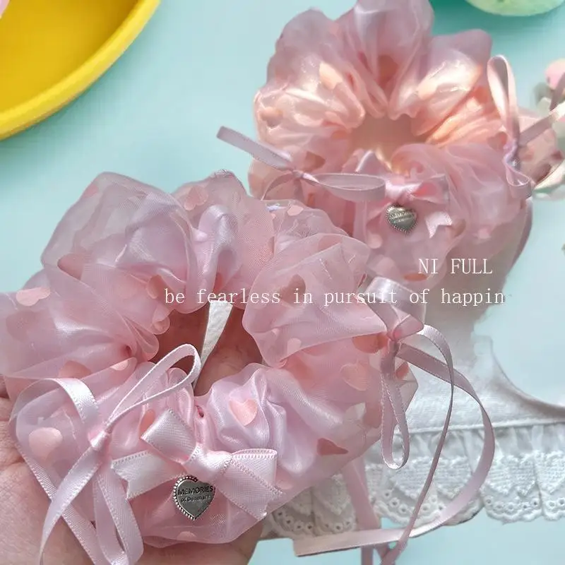 قطعة واحدة من حلقة الشعر المرنة للنساء، تصميم سمكة ذهبية زرقاء، حزمة شعر للأمعاء الغليظة للصيف، إكسسوار شعر شبكي شفاف