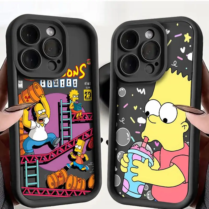 Case For Apple iPhone 11 15 Pro Max 14 Plus 13 12 Shockproof Protective Shell Silicone Funda Phone Cover Funny Cartoon SimpsonS