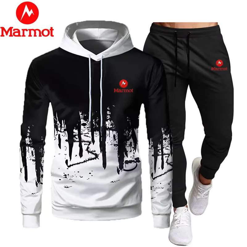 Marmot 2025- Chándal de camuflaje con capucha y pantalón para hombre, conjunto de 2 piezas, ropa deportiva, trajes de Jogging co