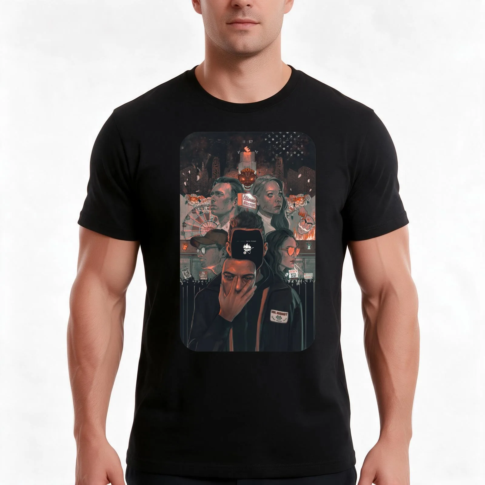 Red Wheelbarrow T-Shirt, Summer Casual Cotton Tee, Oversized Streetwear Tops, Vintage Graphic Print, Loose Fit Short Sleeve