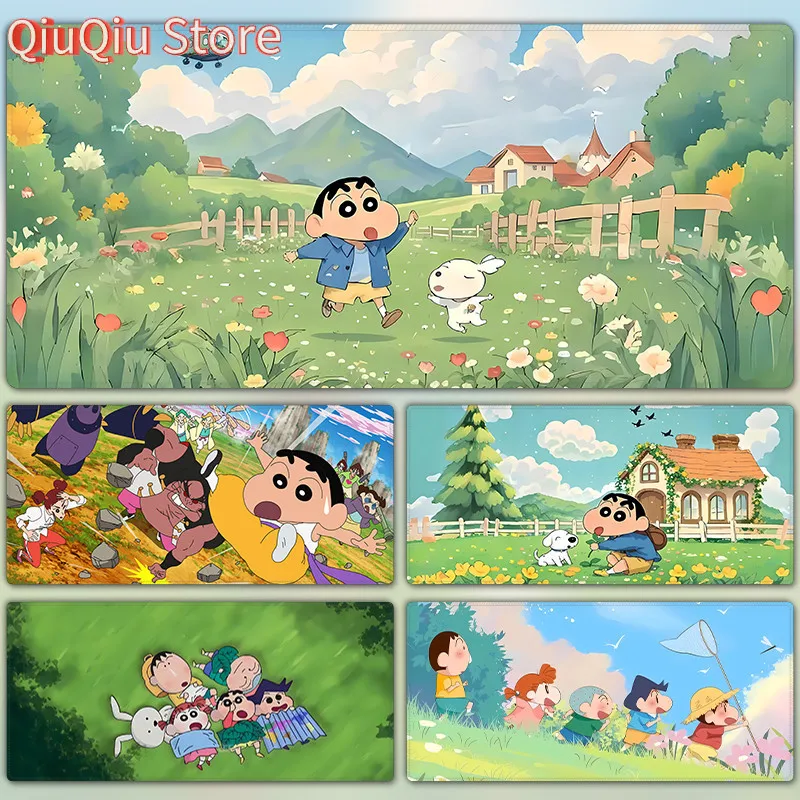 

Коврик для мыши Crayon Shin-chan, большой коврик для мыши в стиле аниме Kawaii, милый студенческий настольный коврик с героями мультфильмов, коврик для компьютерной клавиатуры на заказ