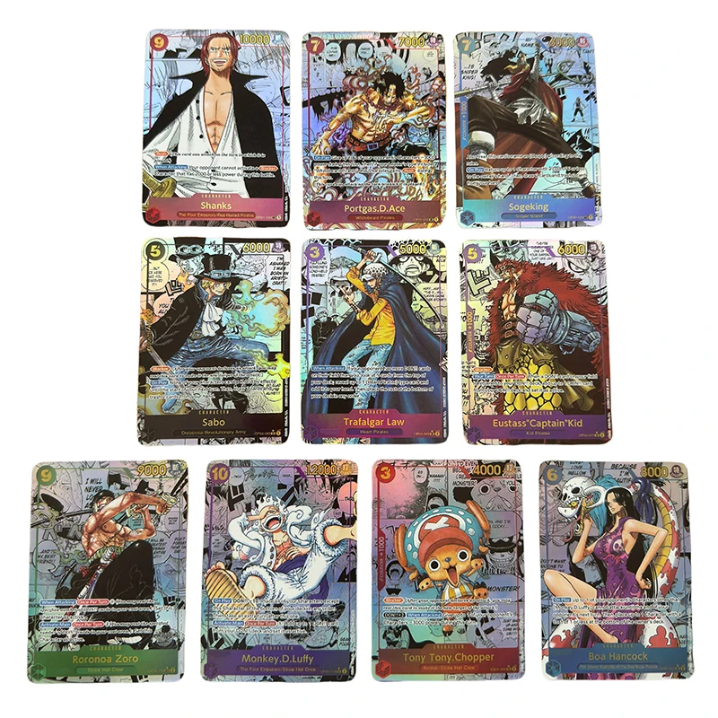 Anime One Piece Japanese English Version OPCG Comics Replica Shanks Rayleigh Nika Luffy Buggy Teach Game Anime Collection Cards