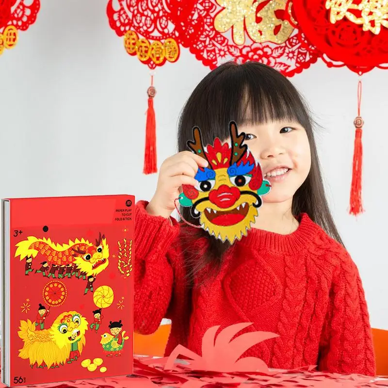 Chinese New Year Craft Paper Kit Paper Cutting Toys Craft Supplies Couplet Arts & Crafts Spring Festival Paper Craft Kit