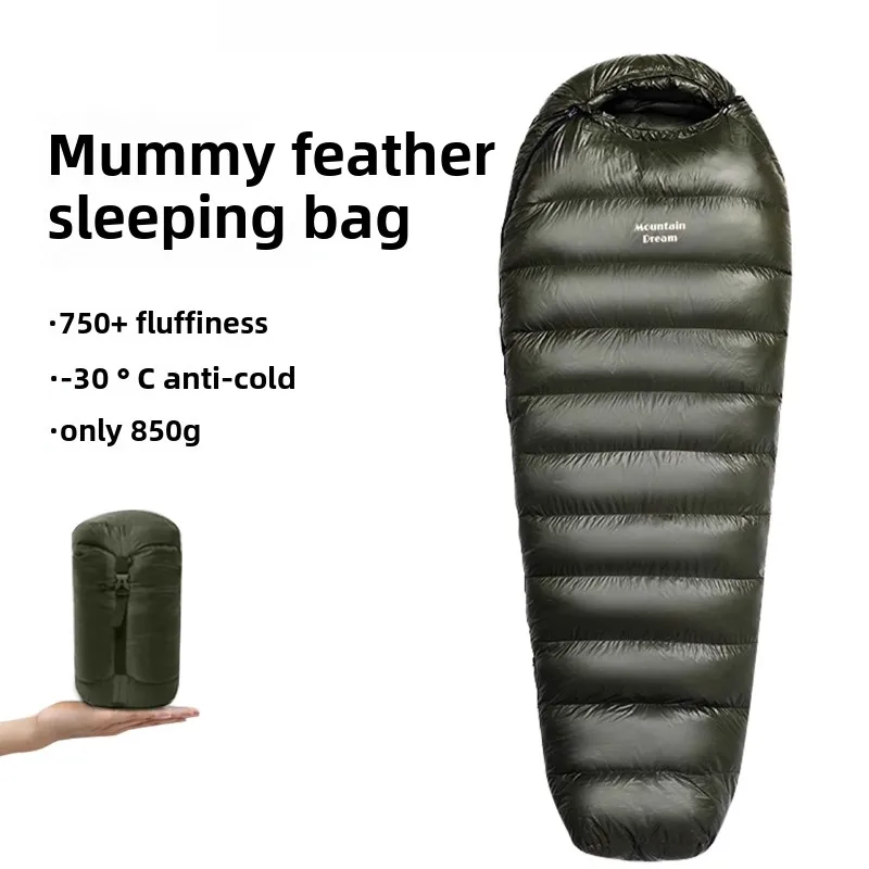 

Outdoor Winter Down Sleeping Bag Thickened Cold Goose Down Sleeping Bag Convenient Camping Feather Warm Sleep