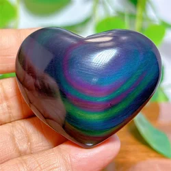 Rainbow Obsidian Heart Crystal Natural Quartz Stone Home Decoration Minerals Reiki Craft Gifts Energy Healing Spiritual Love