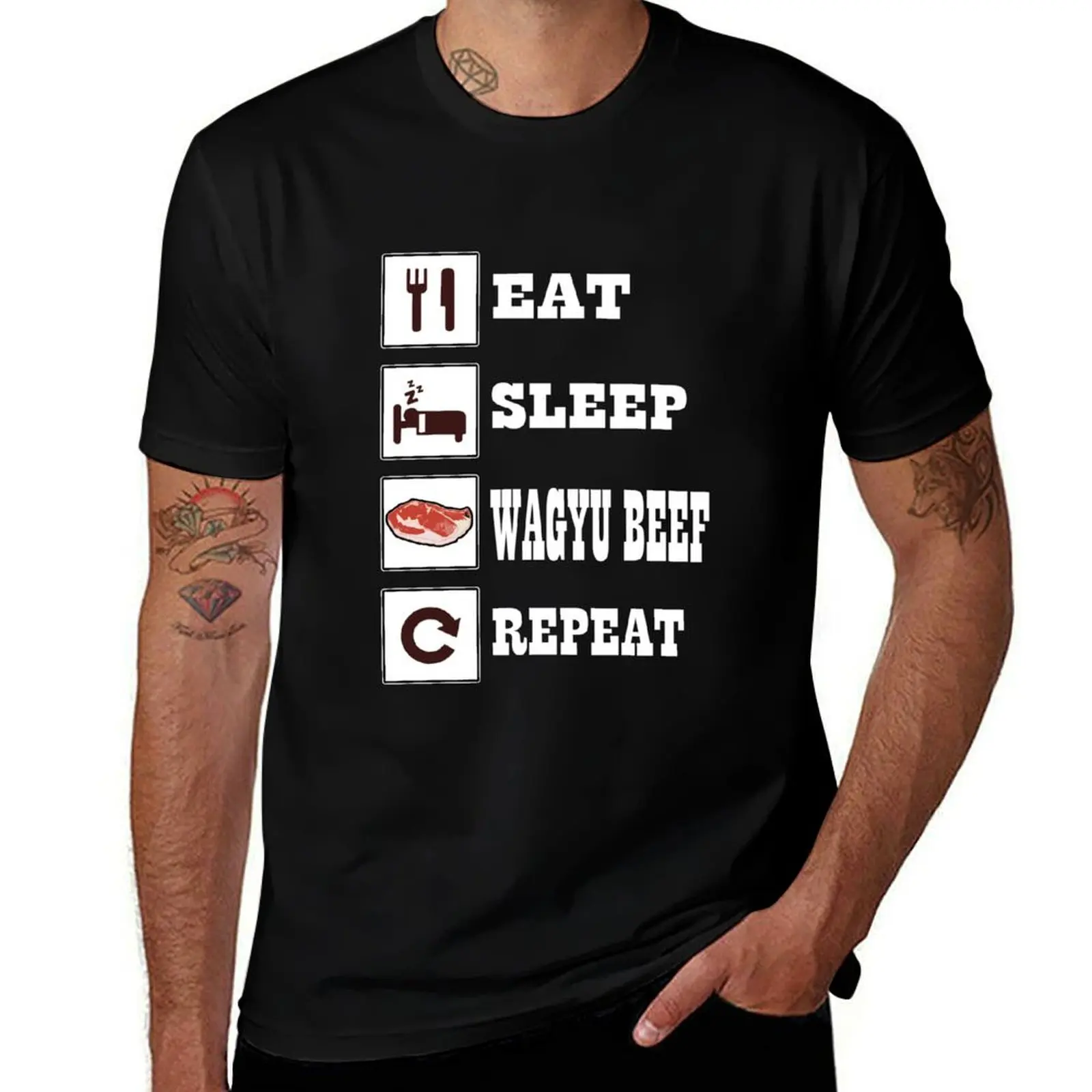 

Wagyu Beef Steak BBQ Enthusiast Grill Meat Barbecue T-Shirt t shirts cotton 100% t shirt for man 100 percent cotton T-Shirt