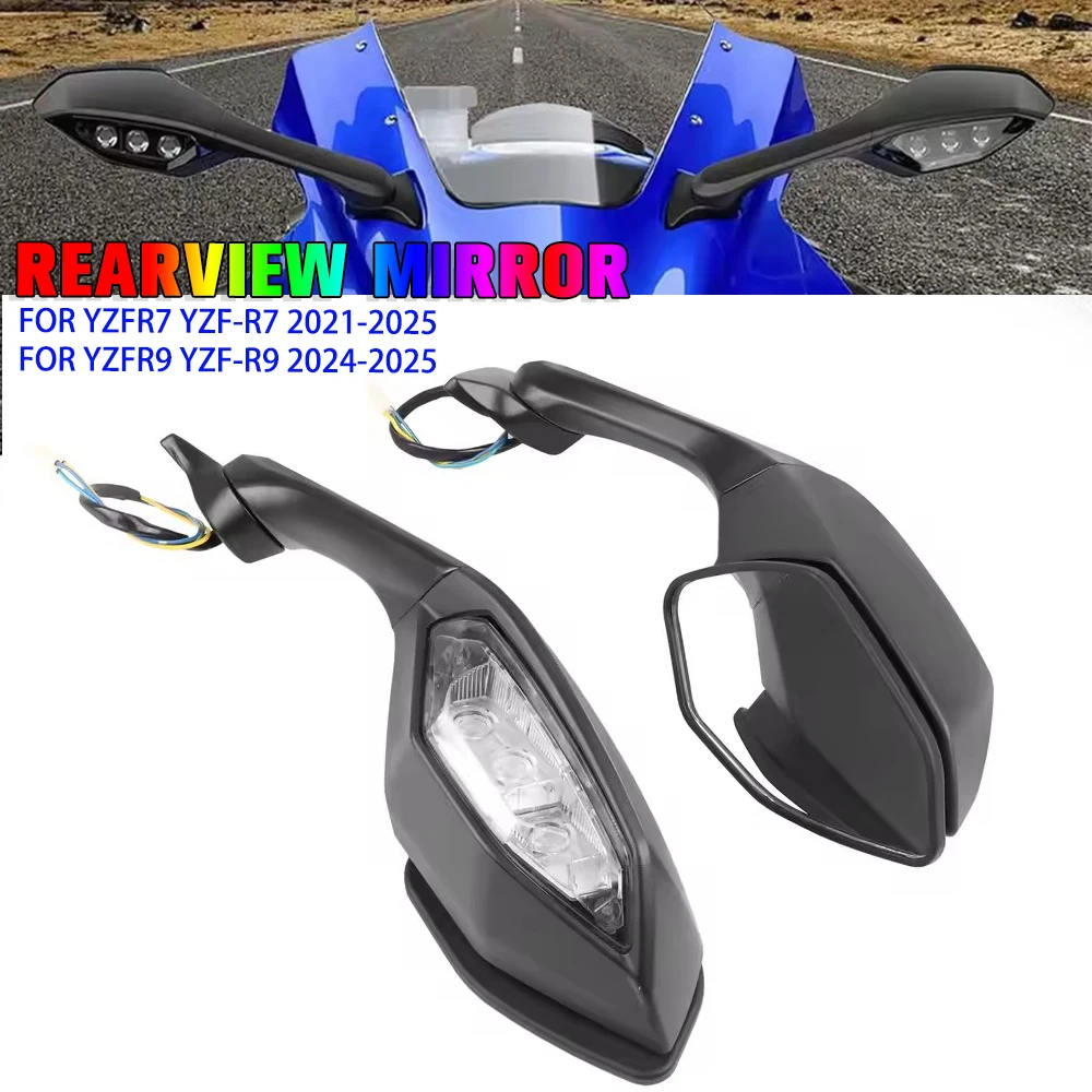 

Rearview Mirrors Rear View For Yamaha YZF-R7 2021-2025 YZFR9 2024-2025 YZF R7 YZF R9 Moto Foldable Turn Light Signals Side Case