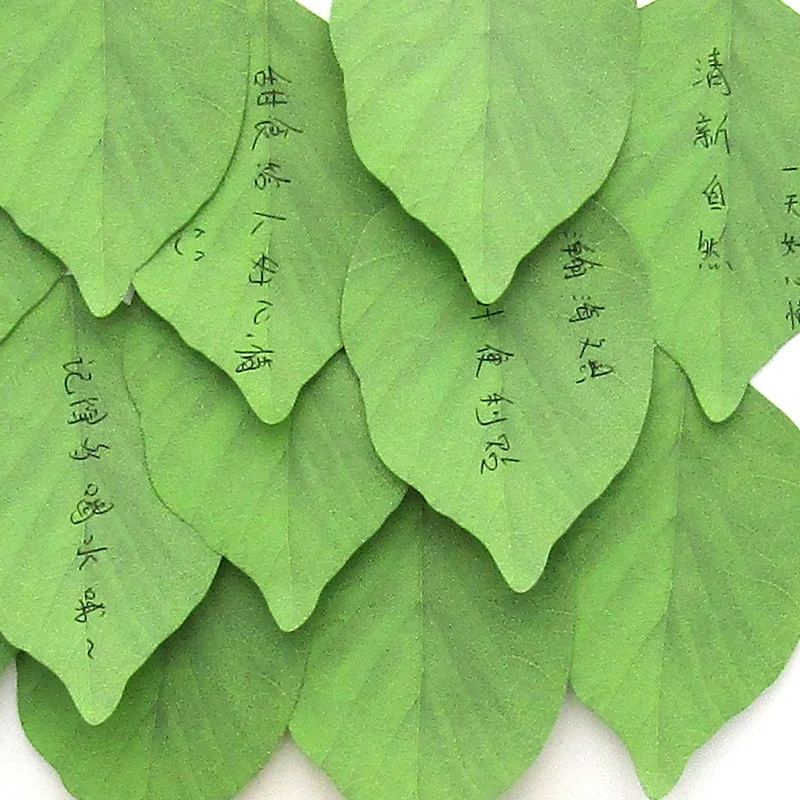 50Pcs Green Leaf Sticky Notes Removable Notes School Stationery Office Supplies School Labels Stickers