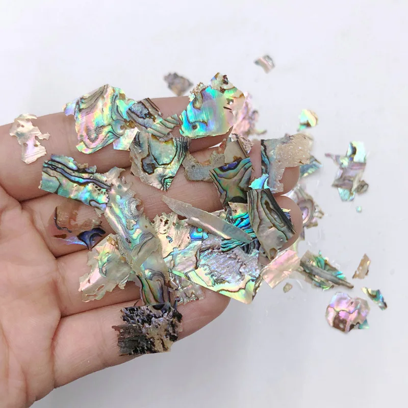 50g/100g Natural Abalone Shell Nail Charms Premium DIY Nail Art Decor Elegant Mother-of-Pearl Nail Accessories for Luxe Manicure