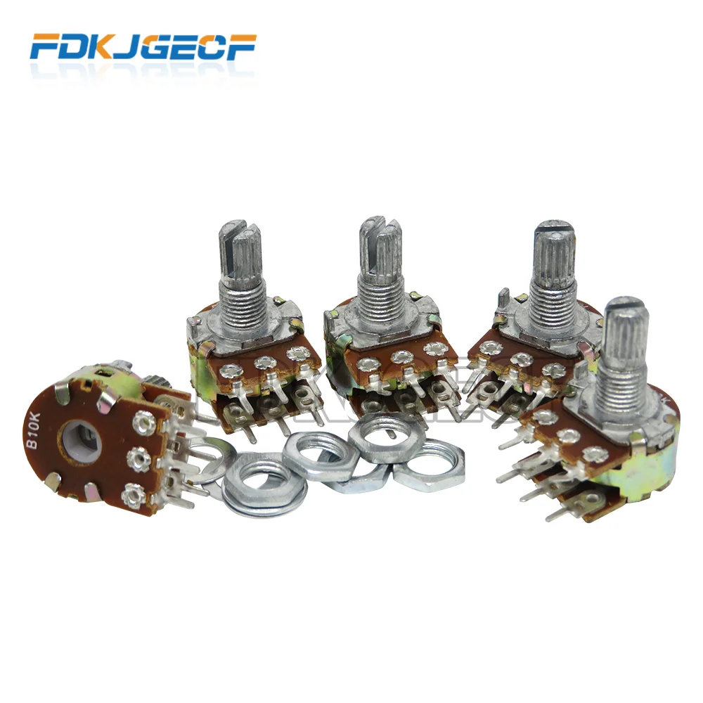 2Pcs WH148 6Pin 1K 2K 5K 10K 20K 50K 100K 500K B1K B2K B5K B10K B20K B50K B500K axis amplifier dual stereo potentiometer 15mm