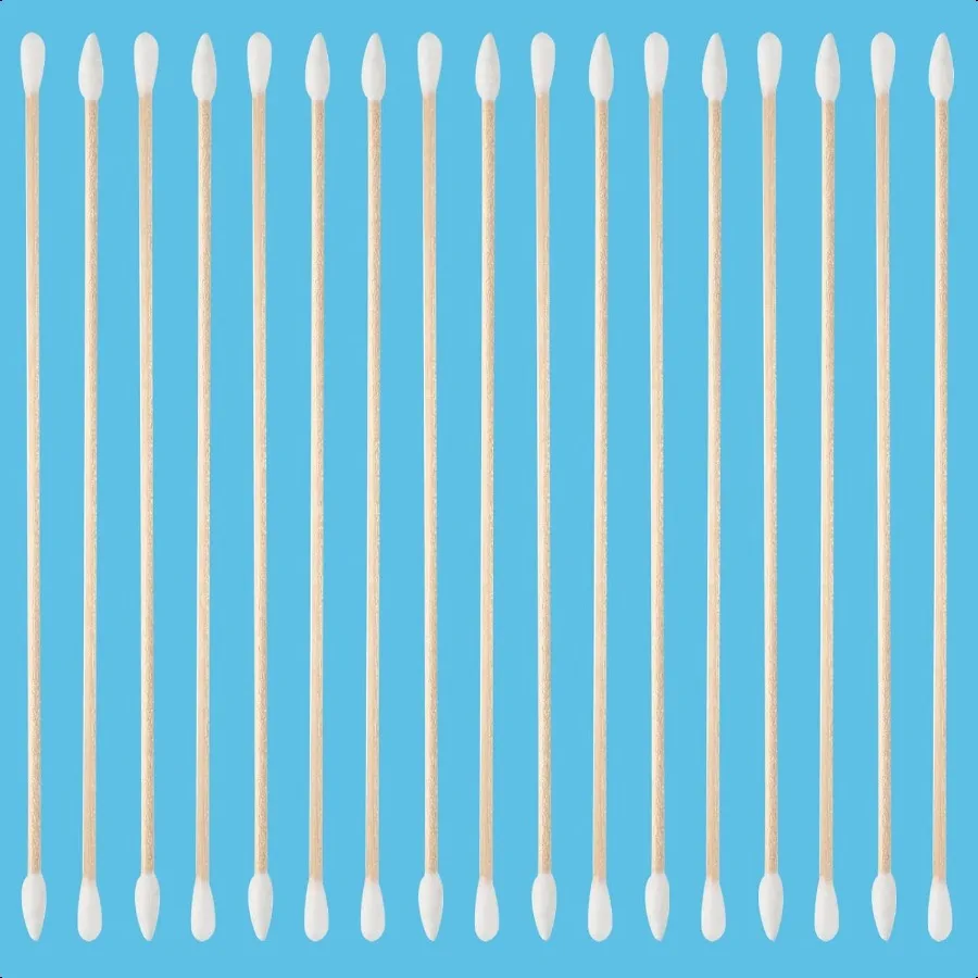 6 Polegada cotonetes de algodão na caixa de armazenamento 500 pçs longo qtips ponta pontiaguda e redonda com alça de madeira cotonetes de limpeza botões para maquiagem g