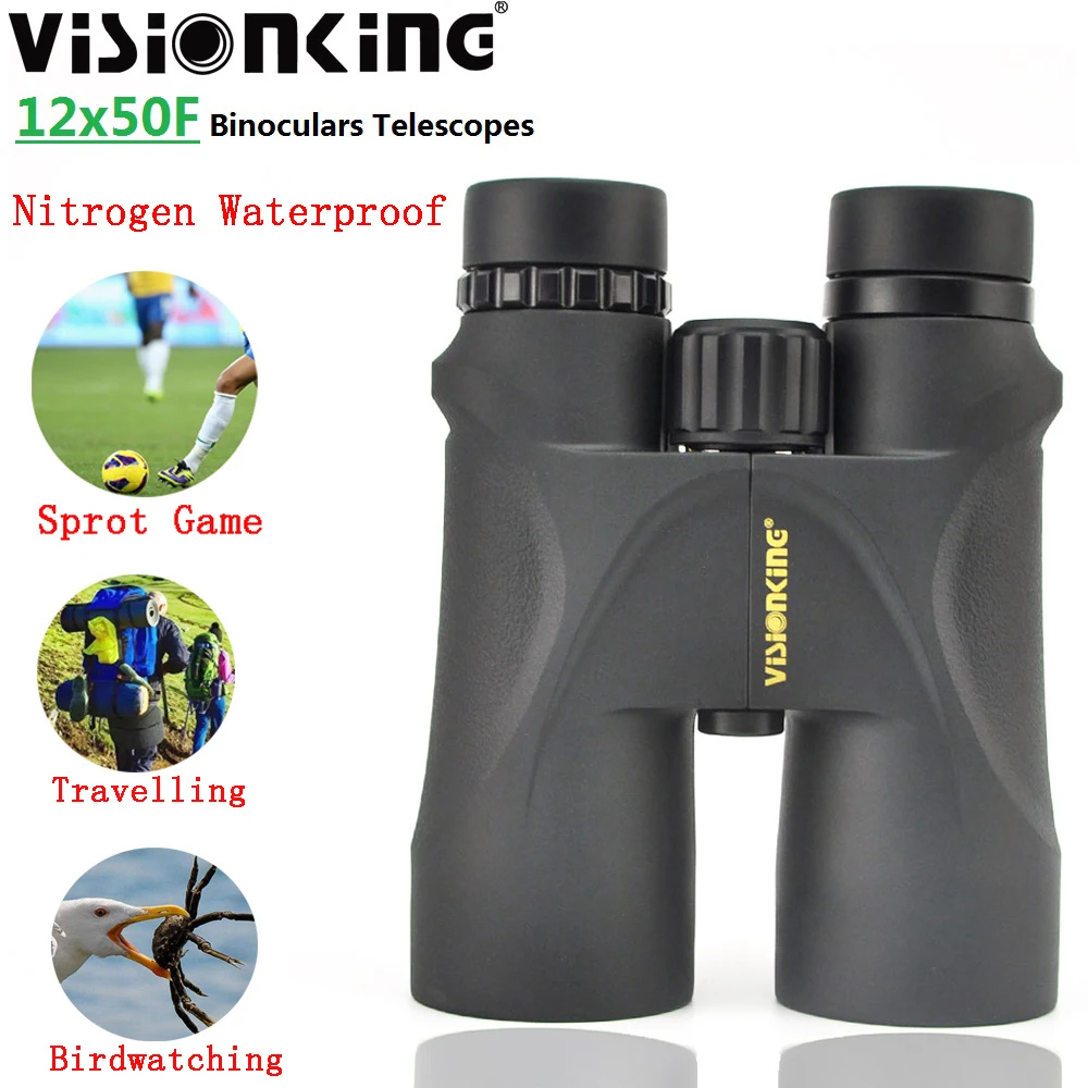 Visionking Waterproof 12x50 Binoculars Nitrogen Bak4 FMC Long Range Golf Birdwatching Camping Large Objective Optics Telescope