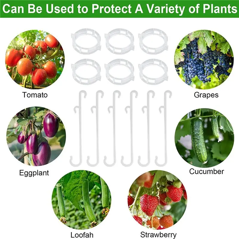 REST 250 Pcs Tomato Clips, Plant Support Clips and J Tomato Hooks, Plastic Trellis Clips Vegetable Cages Vine Garden Clips
