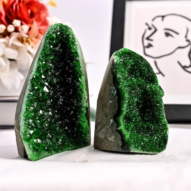 Rojo Azul Verde Amarillo racimo de cuarzo Druzy Rock piedra cruda cristales curativos Drusy geoda espécimen Mineral para decoración del hogar