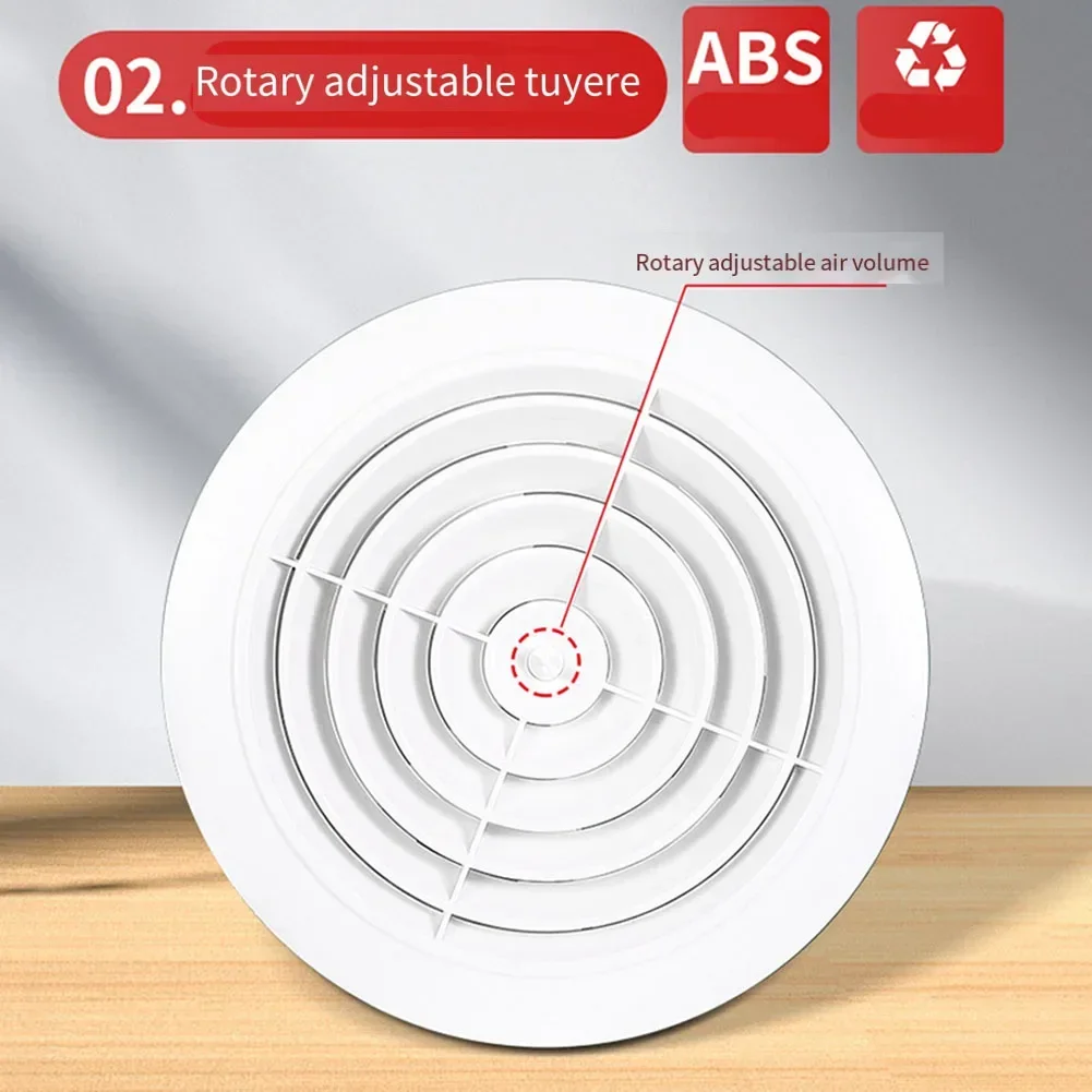 ABS 환기 그릴 환기구 커버, 원형 조절식 벽 내부 환기 그릴 디퓨저 덕트 환기 배출구 커버, 75-200mm