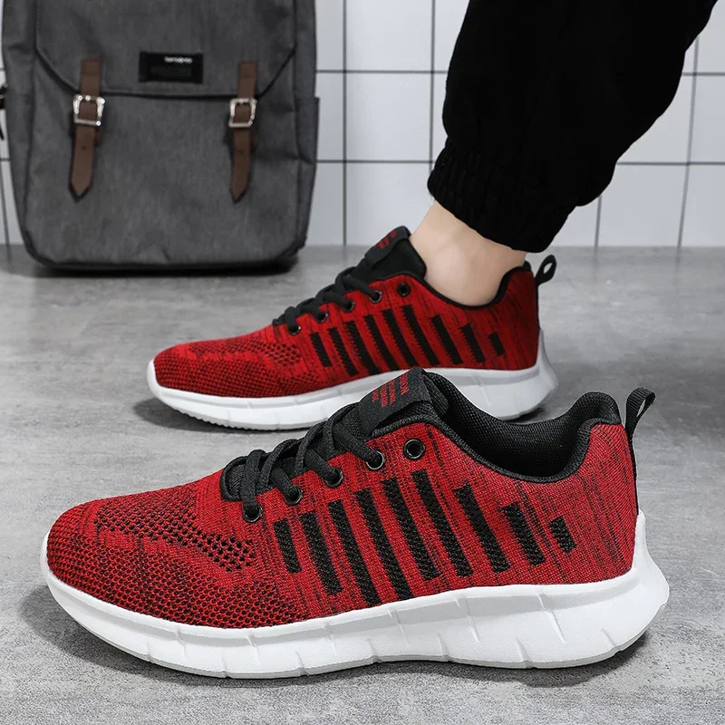 Outdoor Men's Running Shoes Breathable Knit Casual Sneakers Men Platform Sneakers Comfy Non-slip Sports Shoes Man Walking Shoes