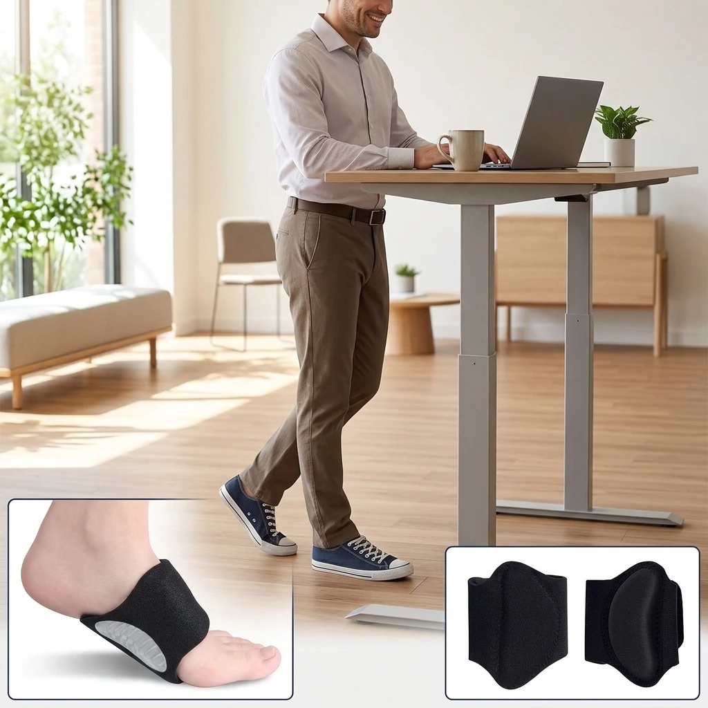 Comfortable Arch Support Insoles Shock Absorbing Foot Pads for Standing Work Commuting Breathable Anti Slip Shoe Inserts