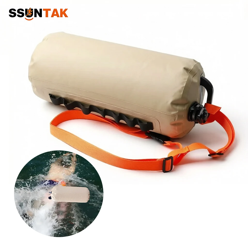 SSUNTAK 10KG Multifunctional Swim Buoy Dry Bag, Floating Safety Tow Float Portable Weight Water Bag for Tent Camping Sand Anchor