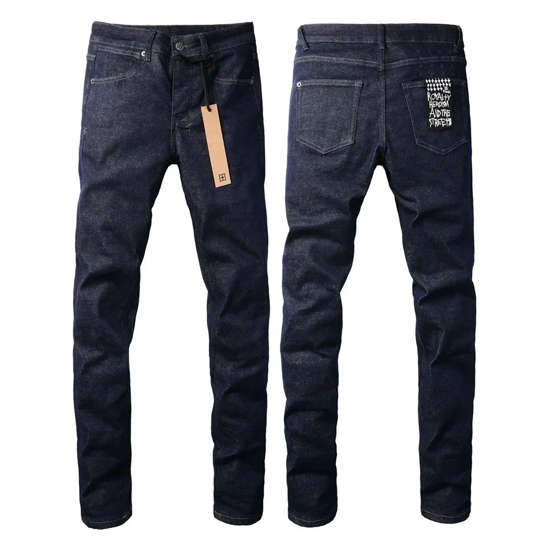 Fashion KSUBI Cross Jeans Men Dark Blue High Street Paint Hole Trend Low Rise Stretch Skinny Pleated Ripped Frayed Trousers