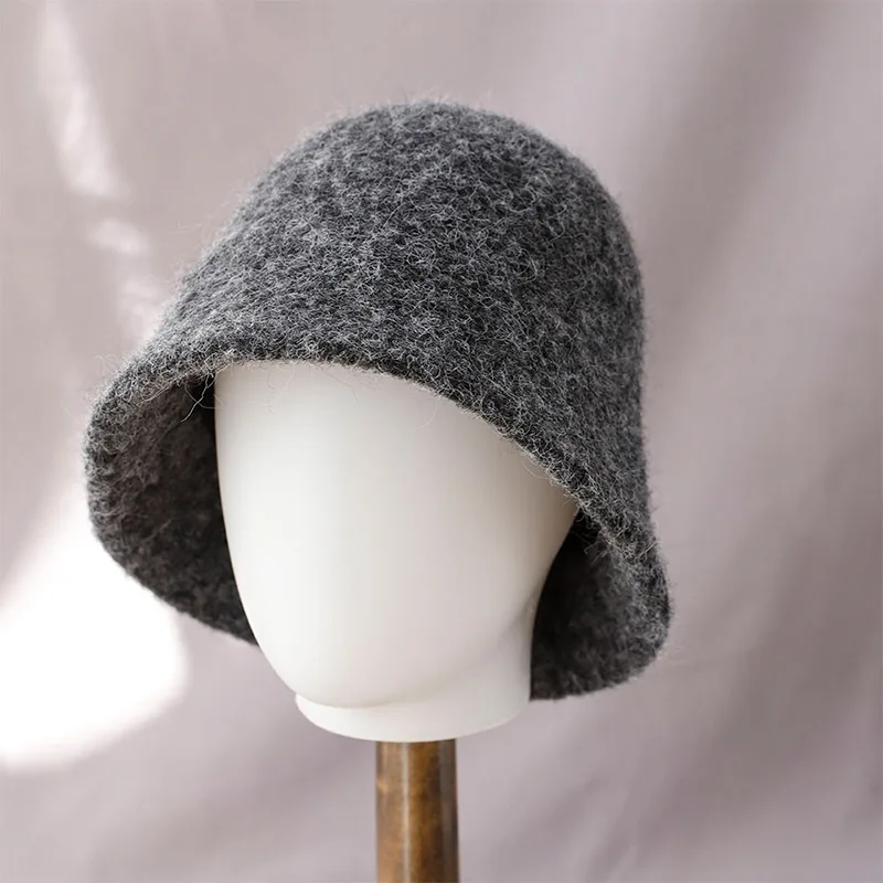 Women Winter Solid Bucket Hat Minimalist Women Fashion Fisherman Hats Adjustable Wide Brim Cap Felt Hat 5 Colors Foldable Hat