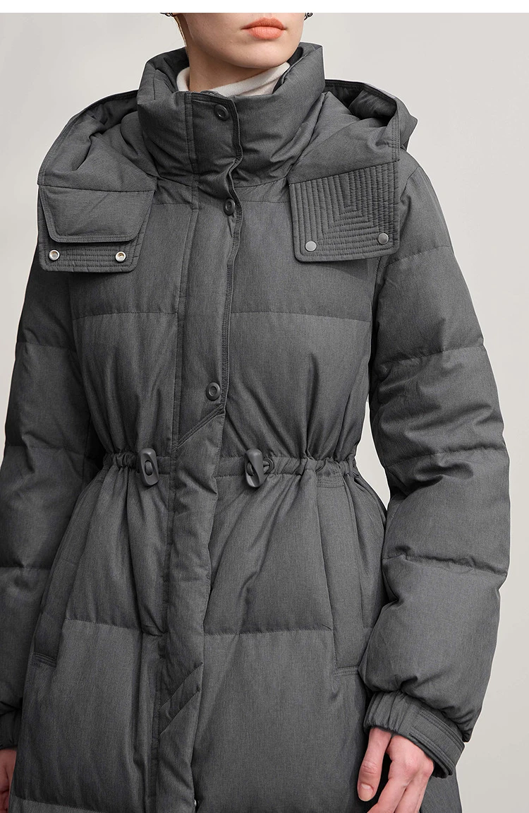 AMII Down Jacket 2025 Winter New Casual Warm Solid Color Hooded Straight Long Down Coat Zipper Long Sleeves Women's Top 12544149