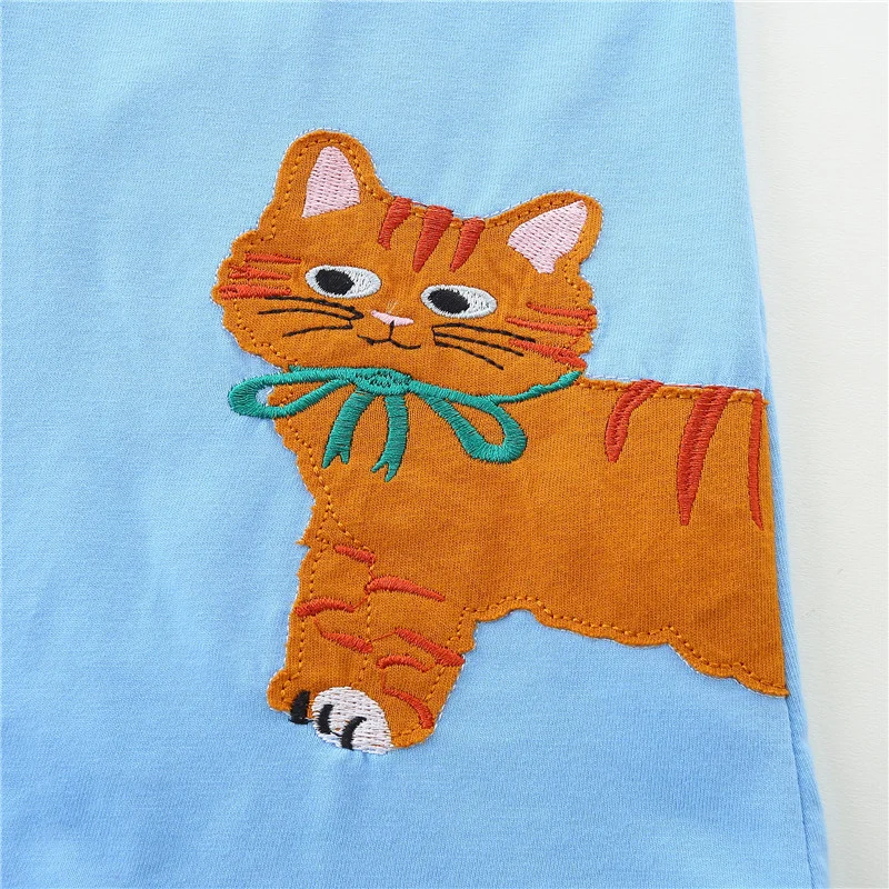 Jumping Meters 2-7T Princess Girls Dresses Cats Applique Long Sleeve Autumn Spring Baby Clothes Party Children's Toddler Costume