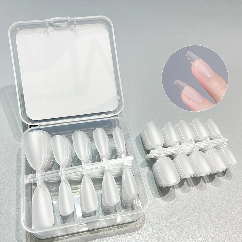 100pcs สั้นอัลมอนด์ Frosted CLEAR เล็บปลอมที่สมบูรณ์แบบสําหรับเล็บและ Salon Extensions เหมาะสําหรับออกเดทและสวมใส่ทุกวัน