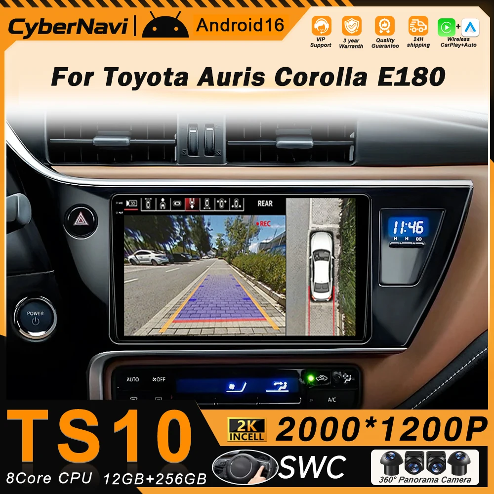 

Автомагнитола Android 16 Carplay для Toyota Corolla Auris E180 2017-2019, мультимедийный видеоплеер, навигация GPS, стереосистема, без DVD 2din