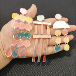 KUGUYS Big Long Iridescent Mirror Earrings for Women Geometric Iridescence Trendy Acrylic Fashion Jewelry Accessories