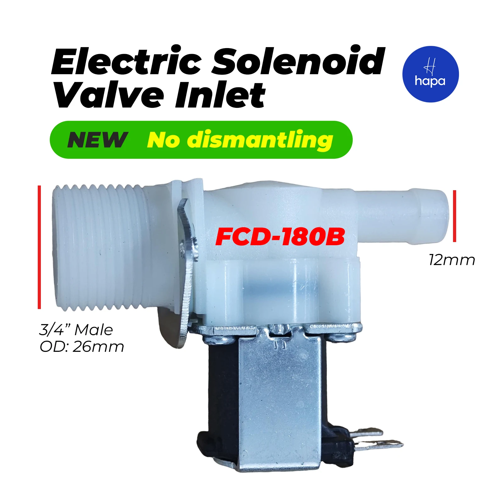 

FCD-180B AC220V 3/4" One-Way Electric Solenoid Water Valve Plastic Connector Water Inlet Control Solenoid Valve Fixed Bracket Fo