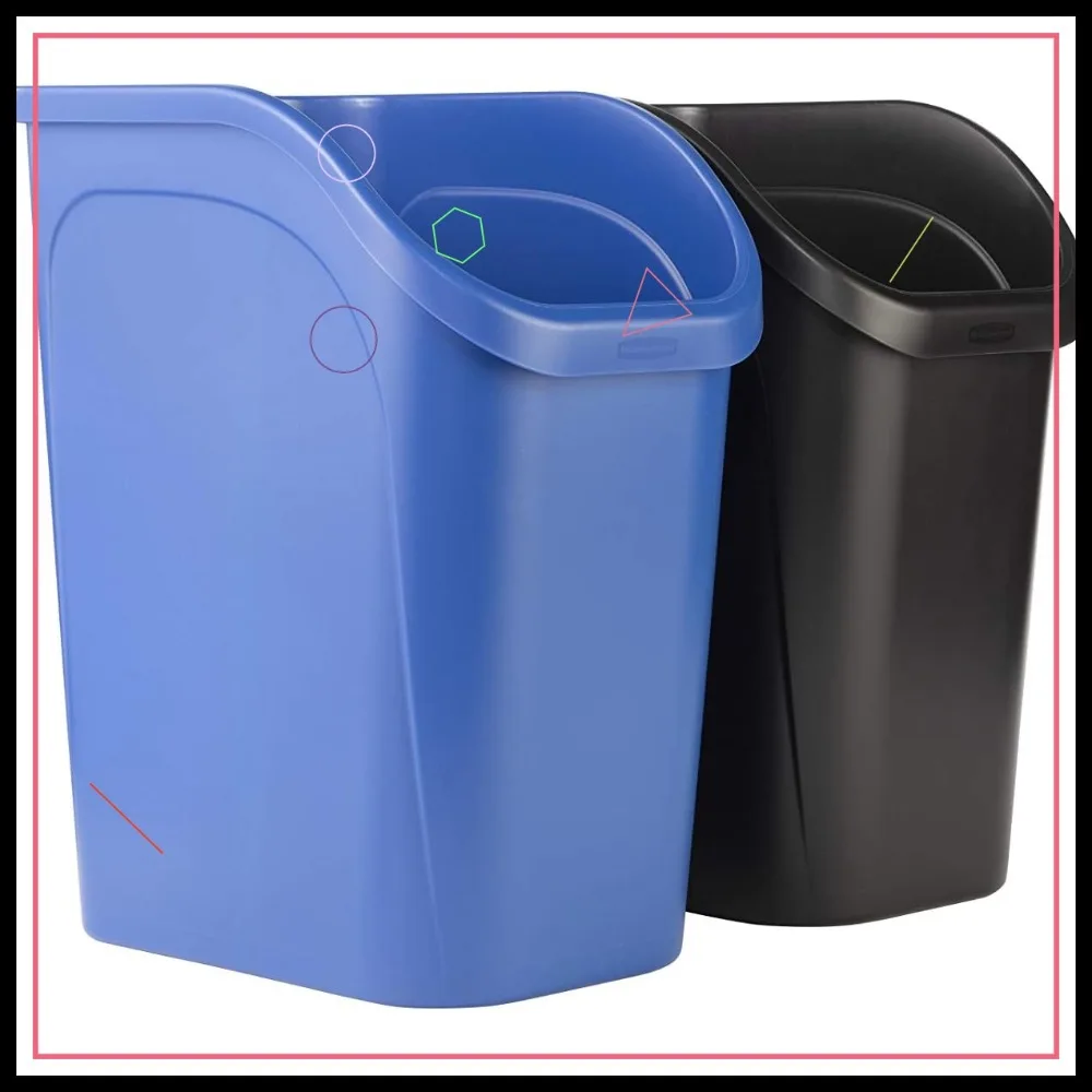 

Compact 9.4-Gallon Trash Can Set, Blue & Black for Recycling/Waste, Fits Under Sink/Desk/Cabinet in Kitchen/Bathroom/Office