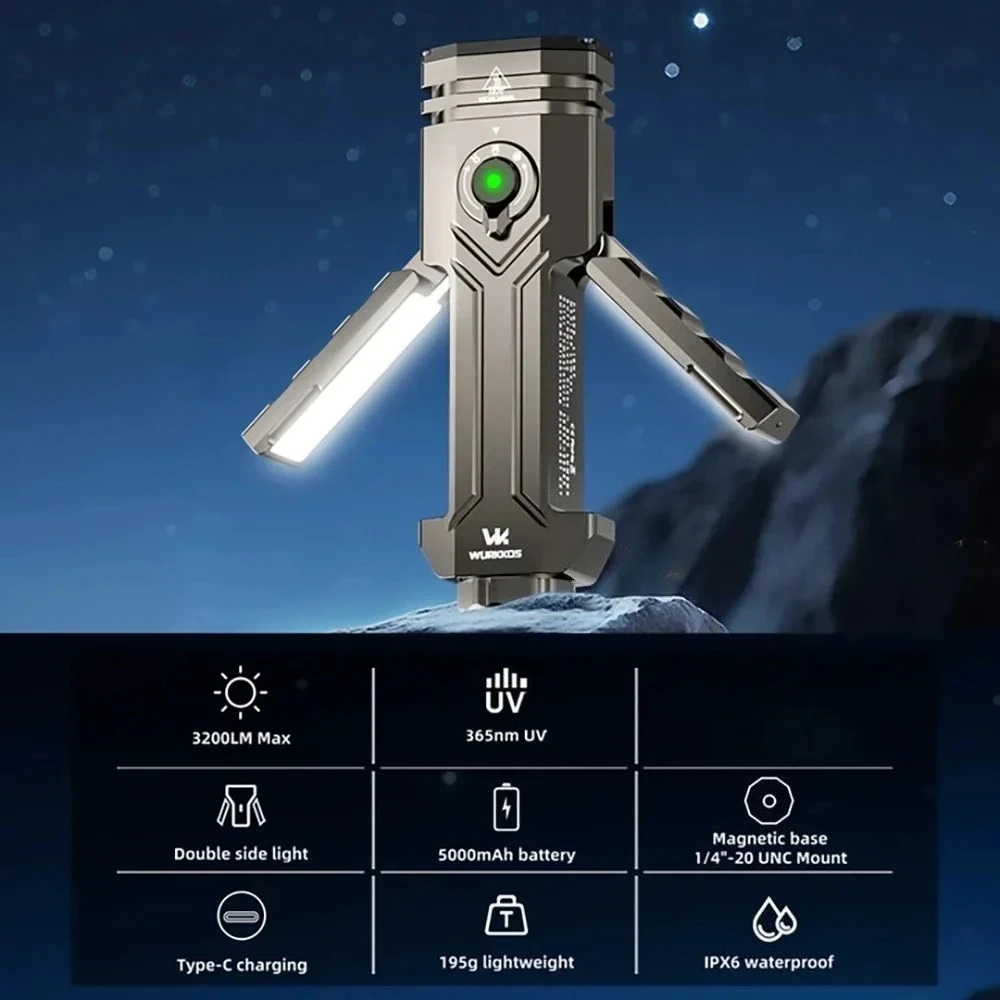 �y�Z�[�����zWurkkos HD02 21700 LED�����d�� 3200���[���� �[�d�� 3000K-6500K ���C�ό`�����d�� �|�[�^�u�� �ނ� �n���e�B���O�p