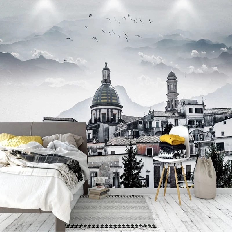 Customized Mural 3D Wallpaper European Style Building Church Art Living room sofa background wall bedroom restaurant wall fabric