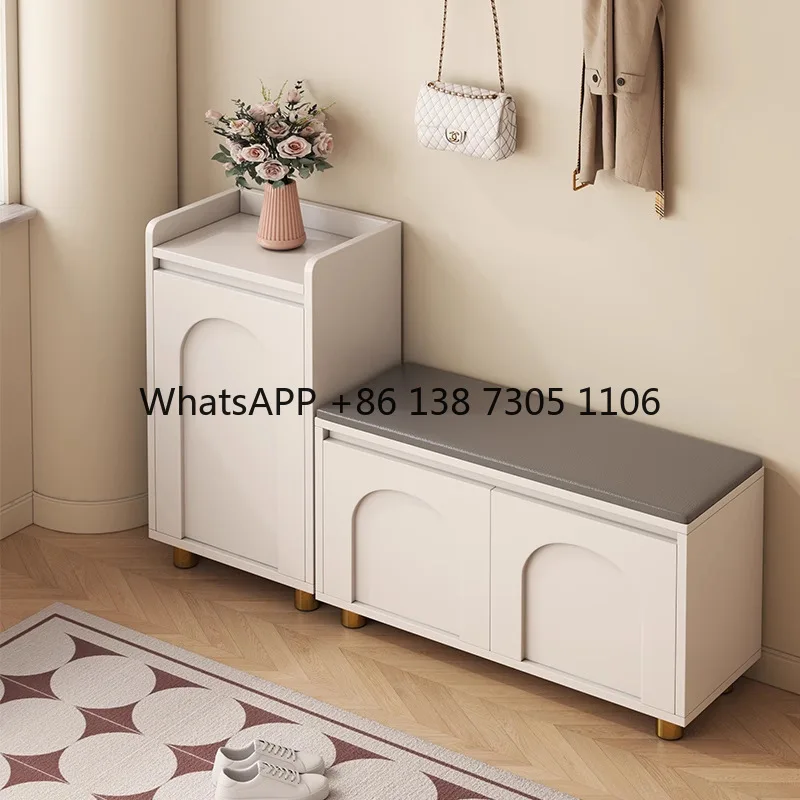 

Shoe Bench for Home Entryway with Storage Seat and Shoe Rack Combined Lightweight Luxe Style Entry Bench