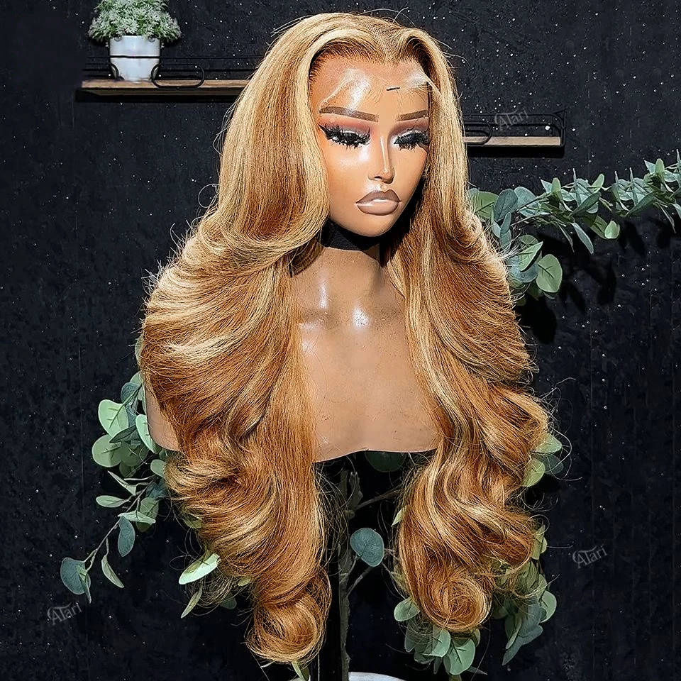 

Ombre Blonde Lace Front Wig Synthetic13x6 Body Wave Ombre Highlight HD Lace Frontal Wigs Медовый блондин Цвет Парики для женщин
