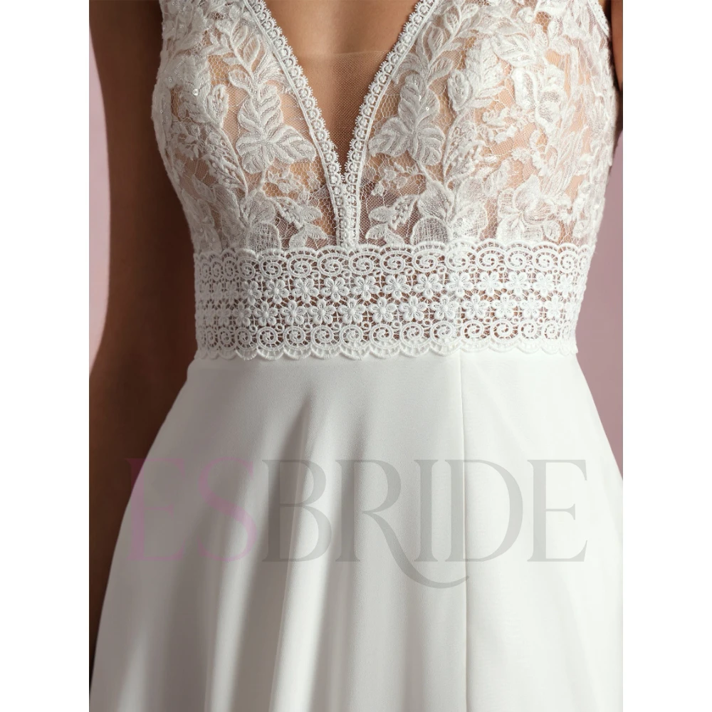 ESBRIDE Boho Abiti da sposa Abiti da sposa Abiti da sposa con scollo a V Applique in pizzo A-Line Abiti da sposa Abiti da sposa Personalizzati