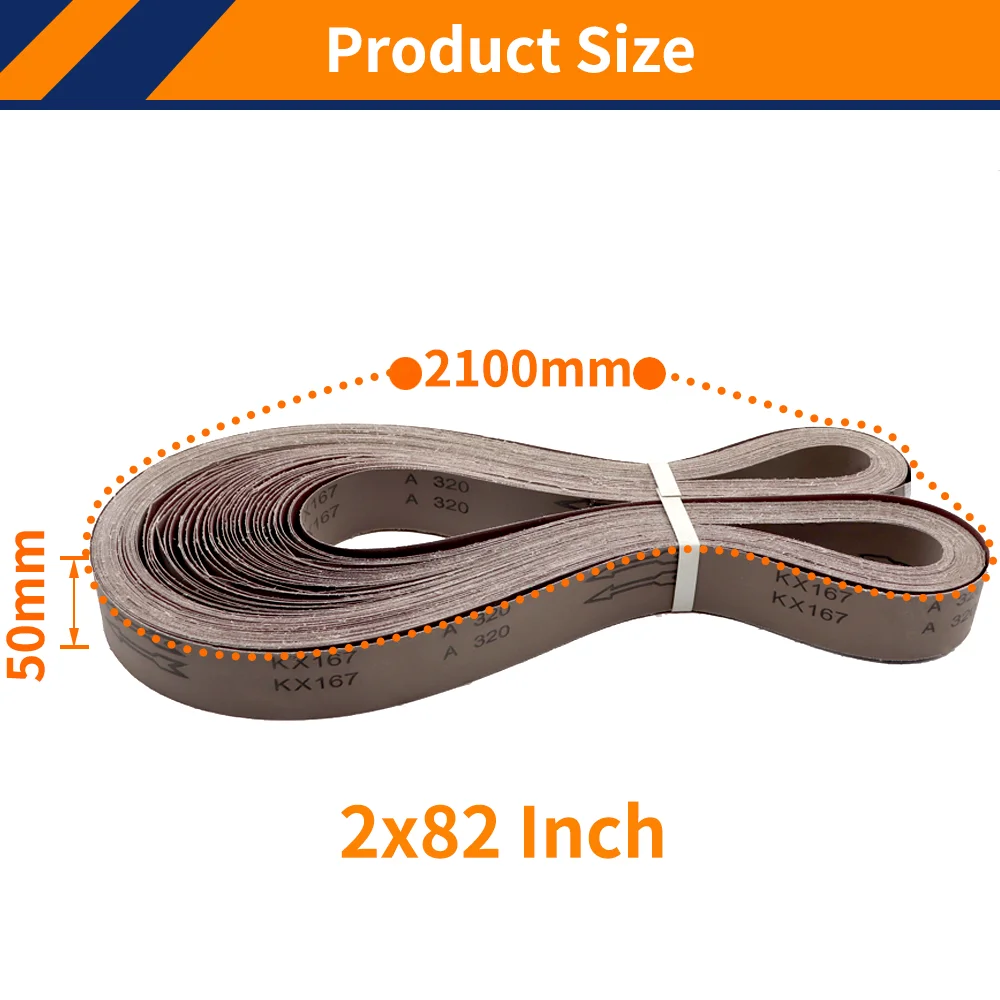 5PCS 2100x50mm Abrasive Sanding Belts Suitable for Electric Belt Sander P40-P1000 Assorted Grits Aluminum Oxide Abrasive Belts