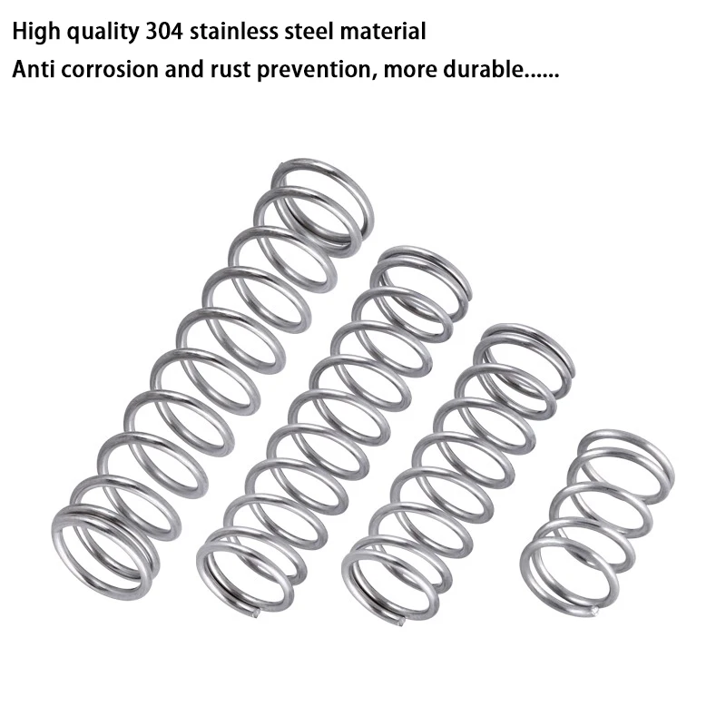 Wire Diameter 0.6mm 0.7mm 304 Stainless Steel Micro Small Compression Spring OD 3mm/4mm/5mm/6mm/7mm/8mm/9mm/10mm/12mm 10Pcs